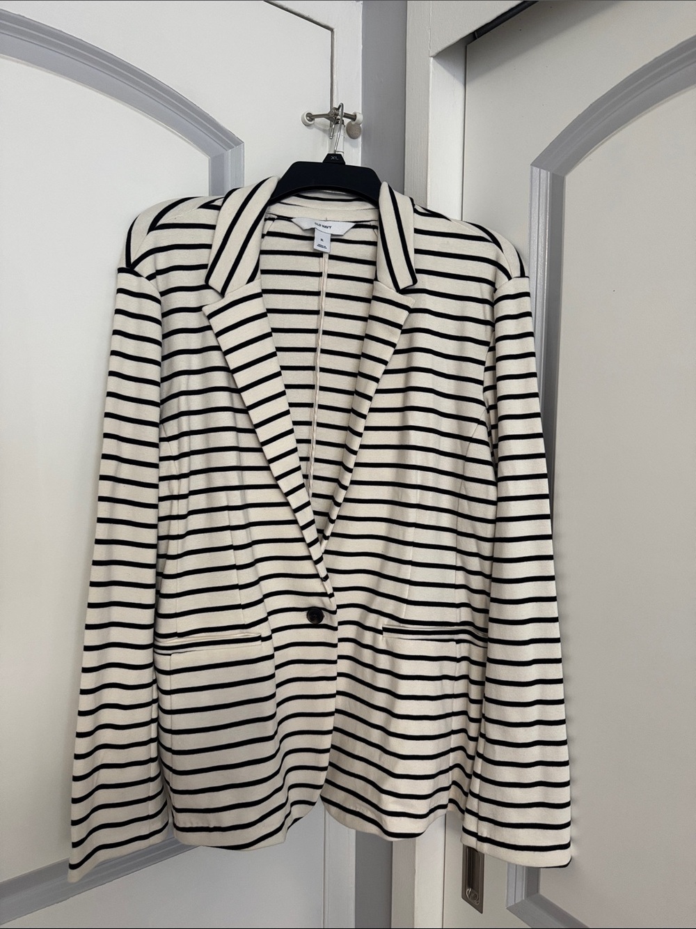 Old Navy Black & White Striped Blazer Jacket - Women's